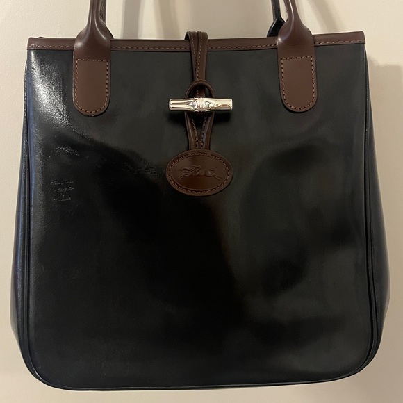 Longchamp Leather Mini Le Roseau Tote Bamboo Toggle Hand Bag Top Handle Purse xo - Picture 5 of 13